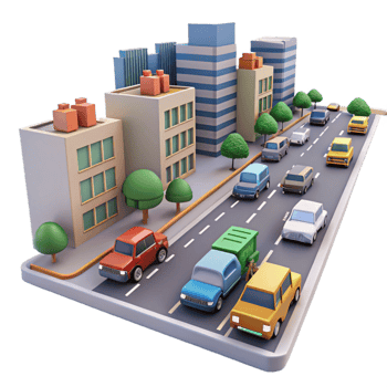 impressive vintage City Street with Traffic Blur Isolated exclusive png