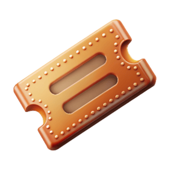 elegant creative Classic Movie Ticket with Perforated Edge Transparent Background high quality png
