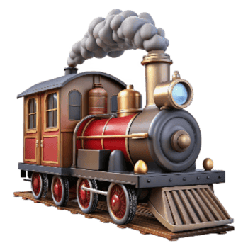 magnificent vintage Classic Steam Train with Smoke Plume Transparent Background 4K png