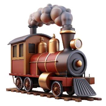 serene minimalist Classic Steam Train with Smoke Plume Transparent Background original png