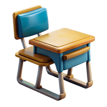 extraordinary abstract Classroom Desk with Chair Front View Transparent Background professional png