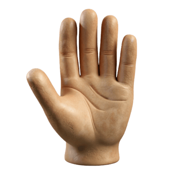 beautiful modern Clay Sculpture of a Hand Open Palm Cutout high resolution png