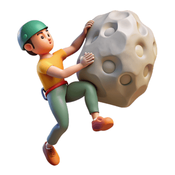serene contemporary Climber Reaching for Rock Hold Cutout original png