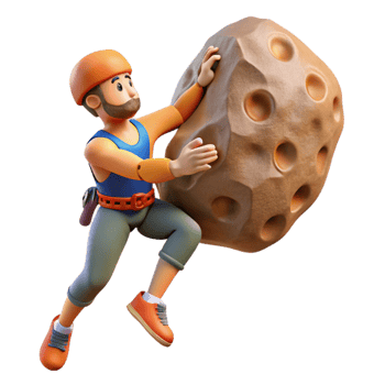 extraordinary vintage Climber Reaching for Rock Hold Cutout detailed png