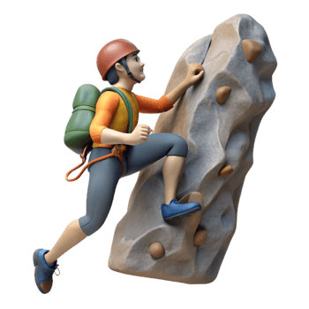 stunning traditional Climber Scaling Steep Rock Face Isolated on Transparent Background authentic png