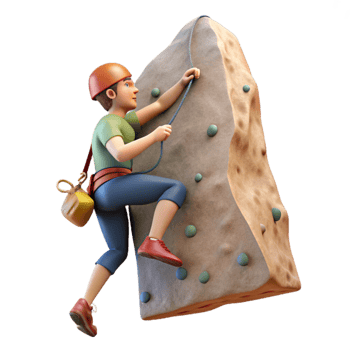 vibrant modern Climber Scaling Steep Rock Face Isolated on Transparent Background original png