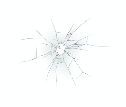 Detailed illustration of a cracked glass surface with radiating lines from impact point. Perfect for topics on fragility, damage themes or security issues. vector