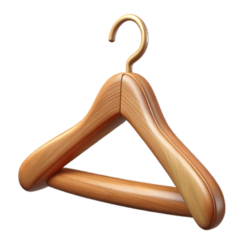 elegant traditional Clothes Hanger Wooden Transparent Background 4K png