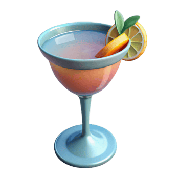 impressive abstract Cocktail Glass Cutout with Garnish Transparent Background authentic png