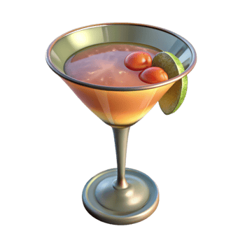 magnificent classic Cocktail Glass Cutout with Garnish Transparent Background professional png