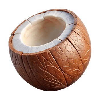 stunning creative Coconut Isolated Transparent Background Cracked Open 4K png