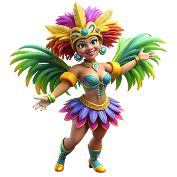 extraordinary artistic Colorful Brazilian Samba Dancer Costume Feathers Transparent detailed png