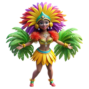 extraordinary vintage Colorful Brazilian Samba Dancer Costume Feathers Transparent professional png