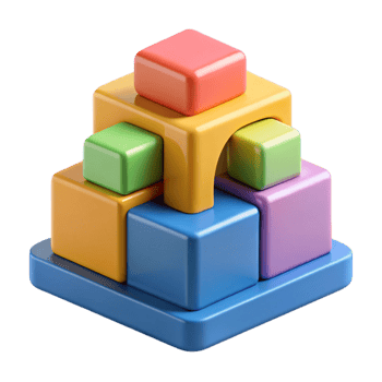 extraordinary creative Colorful Building Blocks Stacked High Transparent Element 4K png