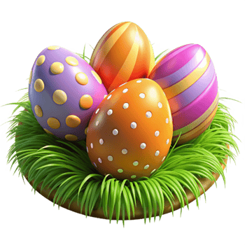 magnificent contemporary Colorful Easter Eggs in Grass Isolated premium png