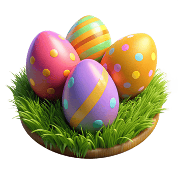 elegant abstract Colorful Easter Eggs in Grass Isolated 4K png