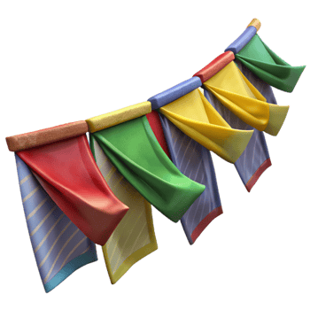 extraordinary rustic Colorful Prayer Flags Cutout Fluttering in Wind 4K png