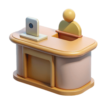 beautiful traditional Conference Registration Desk with Attendee Isolated detailed png