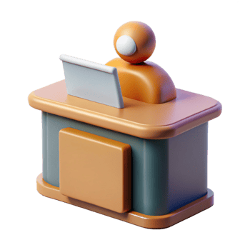 impressive modern Conference Registration Desk with Attendee Isolated professional png