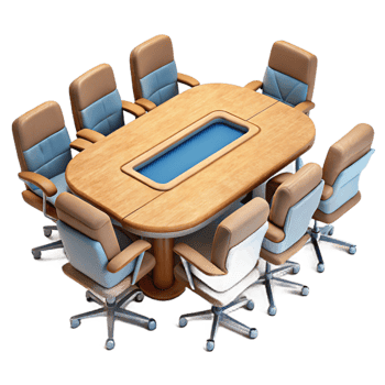 elegant vintage Conference Room Table with Chairs Top View Cutout detailed png
