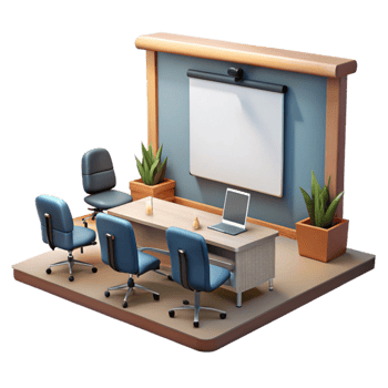 elegant vintage Conference Room with Projector Screen Isolated premium png