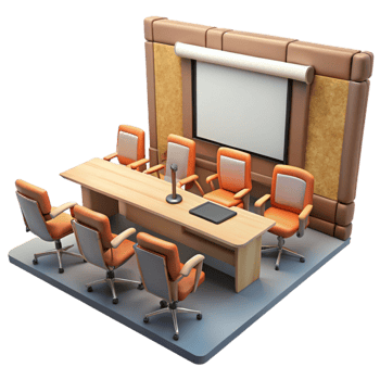 stunning rustic Conference Room with Projector Screen Isolated high quality png