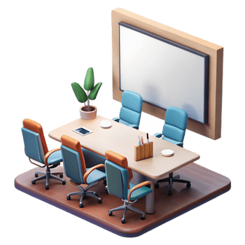 vibrant minimalist Conference Room with Whiteboard and Projector Isolated exclusive png