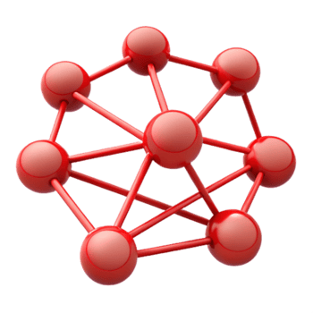 serene creative Connected Network Nodes Red Lines Isolated original png