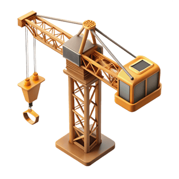 elegant traditional Construction Crane High Angle View Isolated authentic png