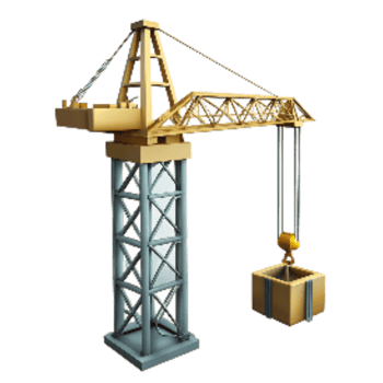vibrant minimalist Construction Crane Silhouette Cutout Transparent Background authentic png