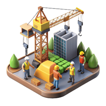 serene artistic Construction Site Cranes and Workers Cutout high quality png