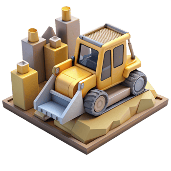 extraordinary artistic Construction Site with Bulldozer Transparent Background 4K png