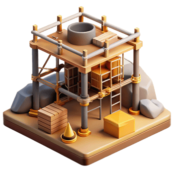 elegant rustic Construction Site with Scaffolding Transparent Background detailed png