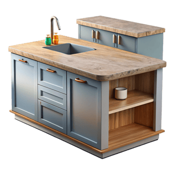 extraordinary classic Contemporary Kitchen Island with Marble Countertop Isolated premium png