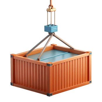 serene contemporary Crane Lifting Cargo Container Isolated genuine png