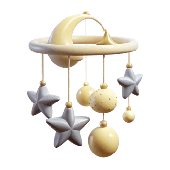vibrant modern Cribs Mobile with Stars and Moon Transparent Background detailed png