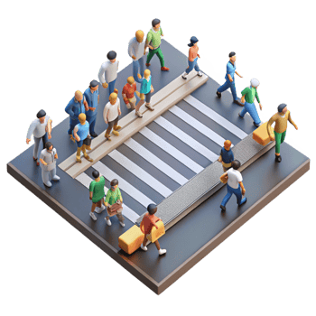 wonderful vintage Crowded Crosswalk Pedestrians Crossing Transparent Background authentic png