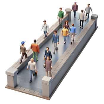 beautiful minimalist Crowded Sidewalk People Walking Transparent Background premium png
