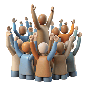 vibrant vintage Crowd of People Cheering Silhouette Isolated on Transparent Background high quality png