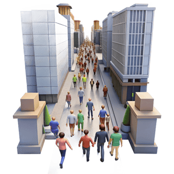 stunning modern Crowd of People Walking City Street Transparent Background premium png