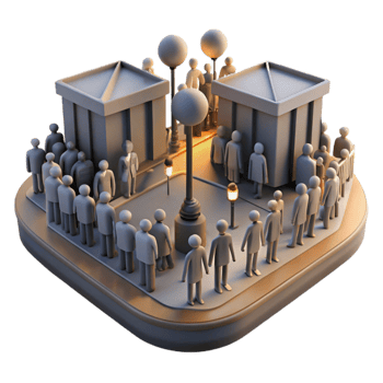 stunning modern Crowd Silhouette Busy Street Corner Cutout Element high resolution png