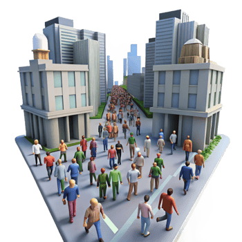serene creative Crowd of People Walking City Street Transparent Background professional png