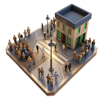 stunning abstract Crowd Silhouette Busy Street Corner Cutout Element authentic png