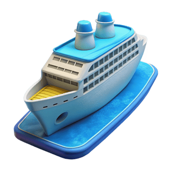 beautiful rustic Cruise Ship on Blue Water Side View Cutout high resolution png