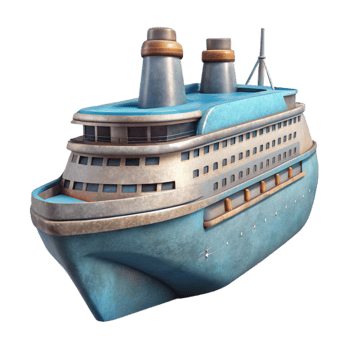 beautiful vintage Cruise Ship Side Angle Isolated genuine png