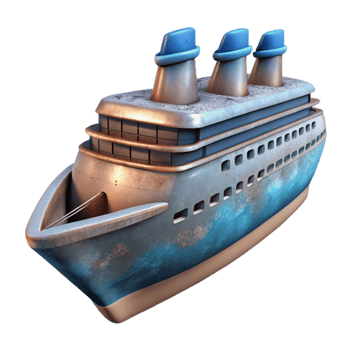 magnificent classic Cruise Ship Side Angle Isolated professional png