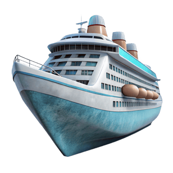 vibrant vintage Cruise Ship Side Angle Isolated authentic png