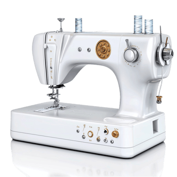 white sewing machine with detailed gold embellishments png