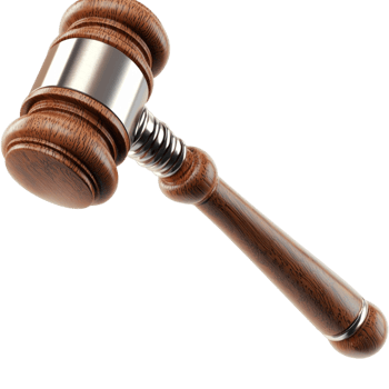 Wooden judge gavel with a polished handle and striking base png