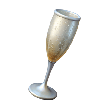 elegant minimalist Crystal Champagne Flute Backlit Cutout premium png